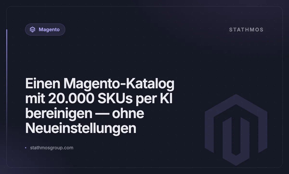 Einen Magento-Katalog mit 20.000 SKUs per KI bereinigen — ohne Neueinstellungen
