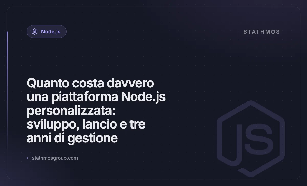 Quanto costa davvero una piattaforma Node.js personalizzata: sviluppo, lancio e tre anni di gestione