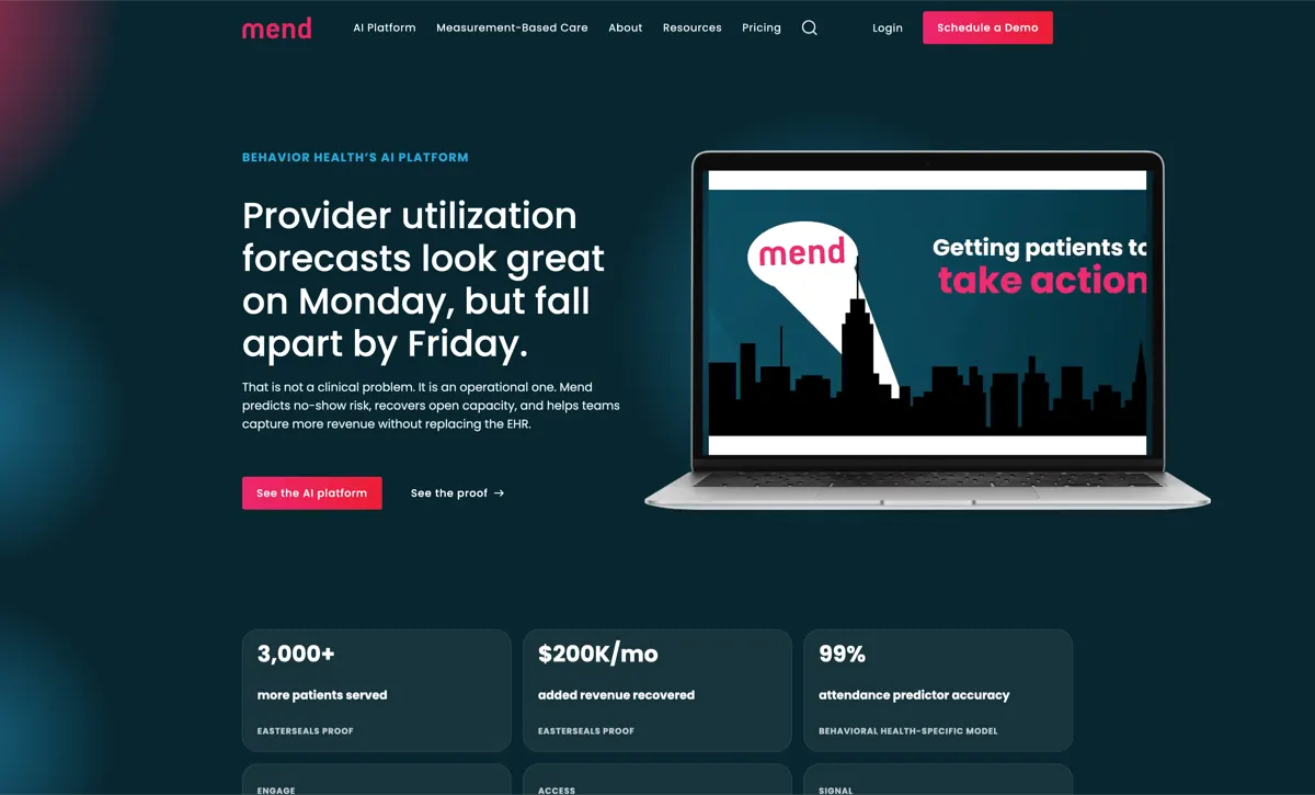 Mend: A Website and AI Integration for Behavioral Health's Platform