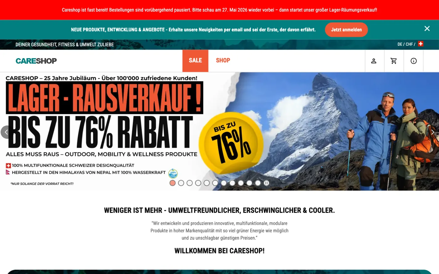 Vitrine Careshop en allemand