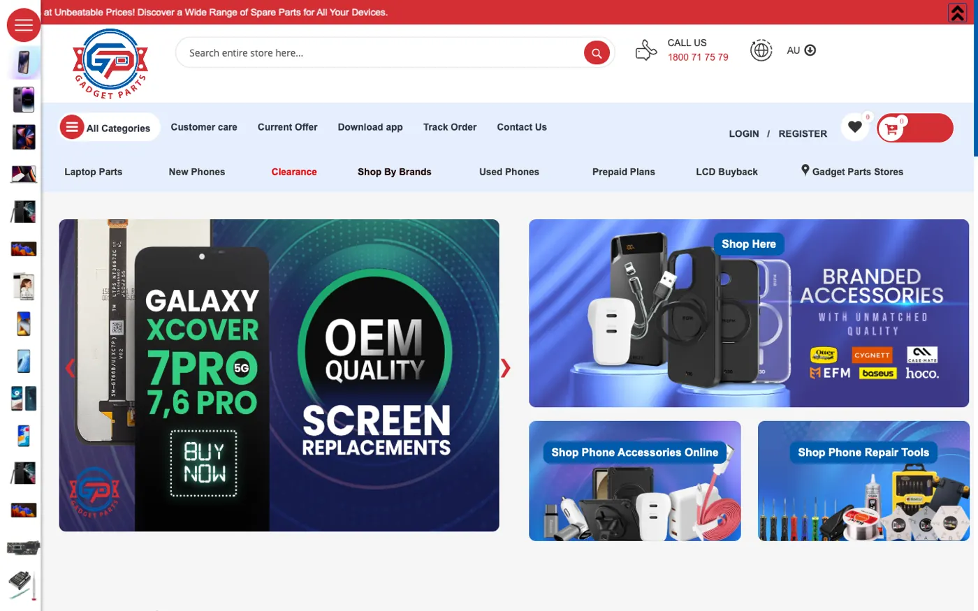 GadgetParts Australia homepage — wholesale phone parts supplier on Magento 2
