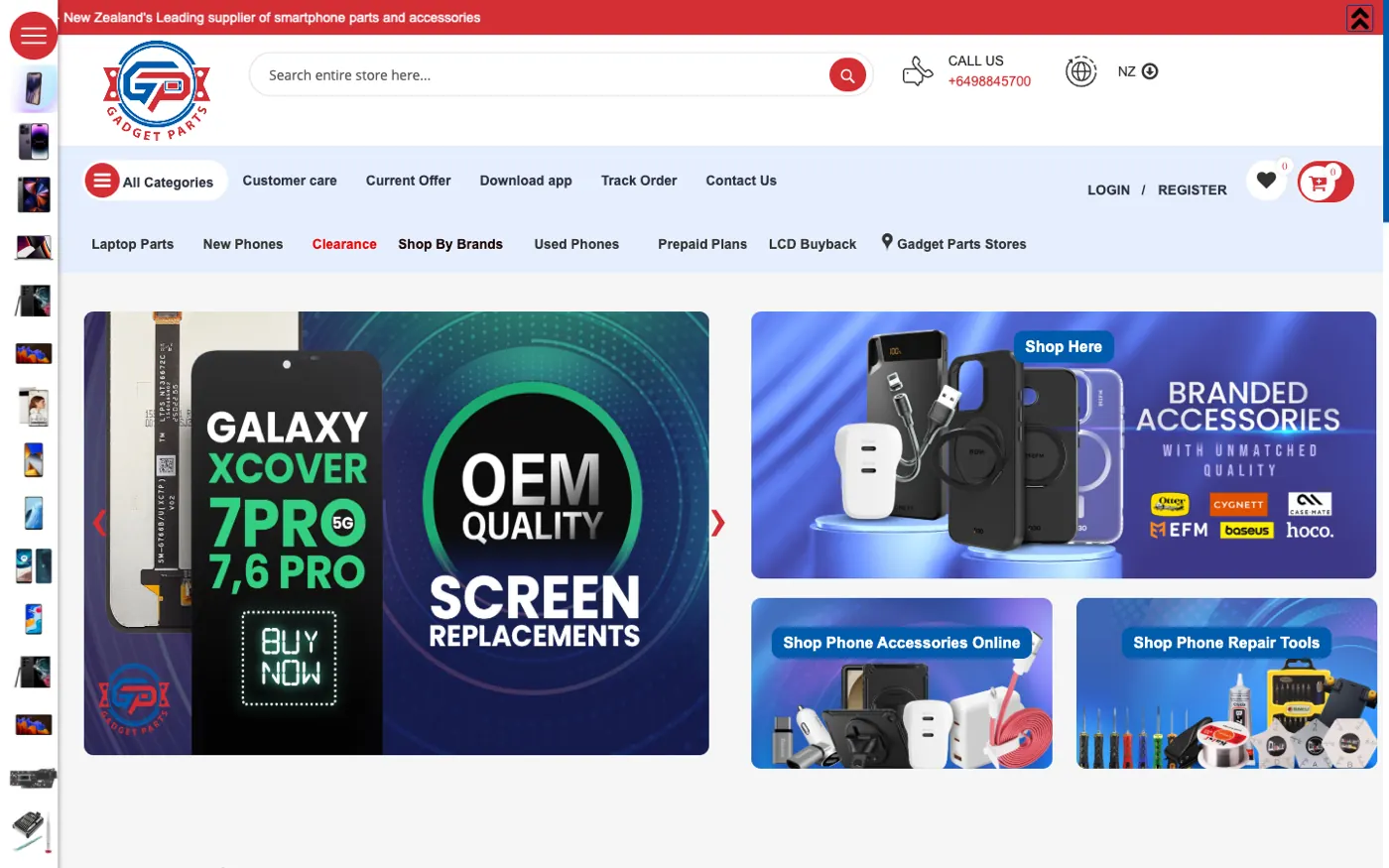 GadgetParts New Zealand storefront — the ANZ expansion on a shared Magento instance