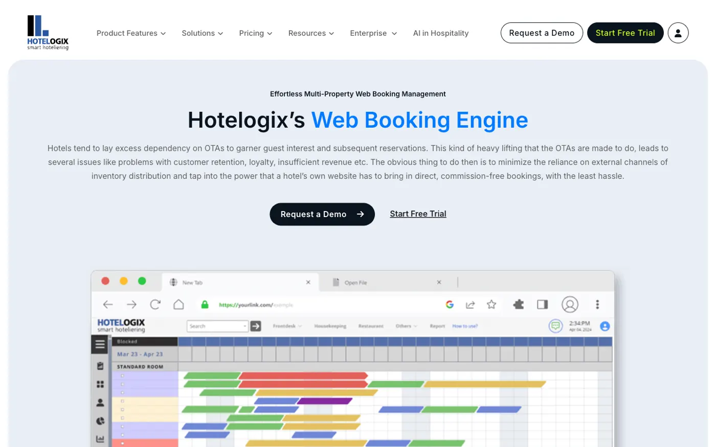 Hotelogix zero-commission web booking engine product page
