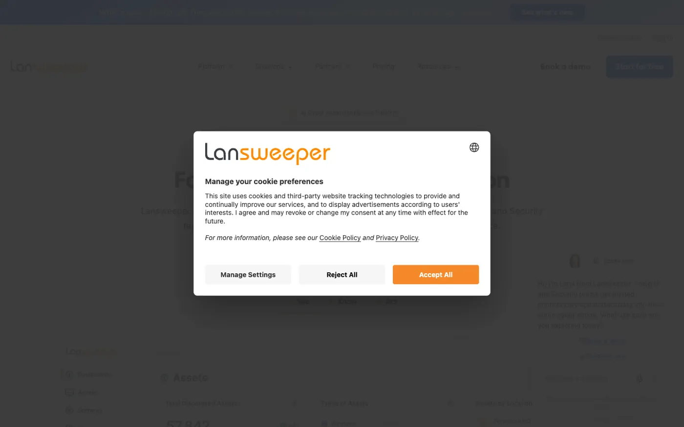 Lansweeper homepage — cyber asset intelligence for IT teams