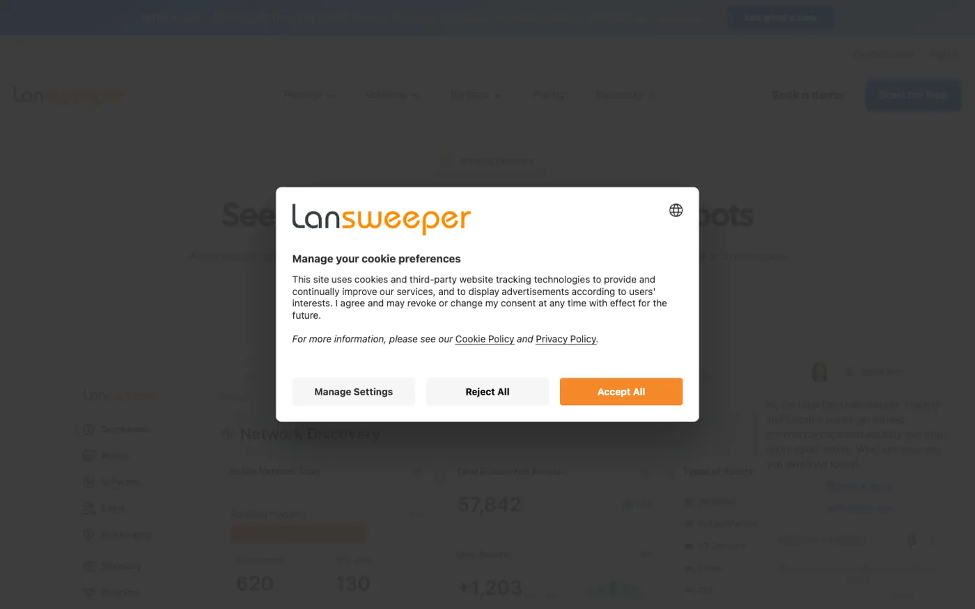 Lansweeper asset discovery product page