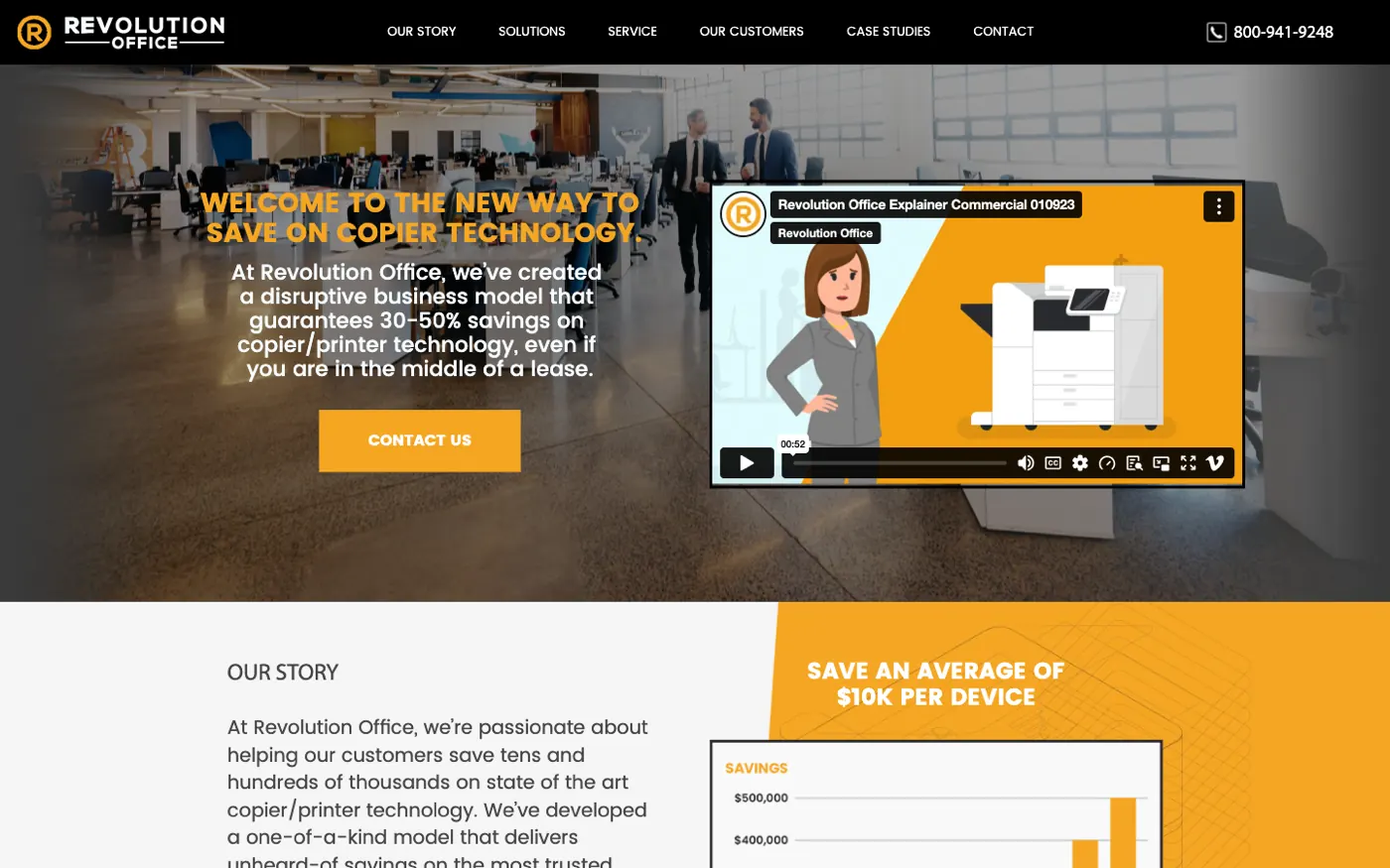 Startseite von Revolution Office, aus Figma auf WordPress umgesetzt