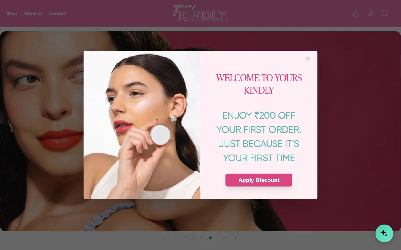 Page d’accueil Yours Kindly — marque de soins clean beauty