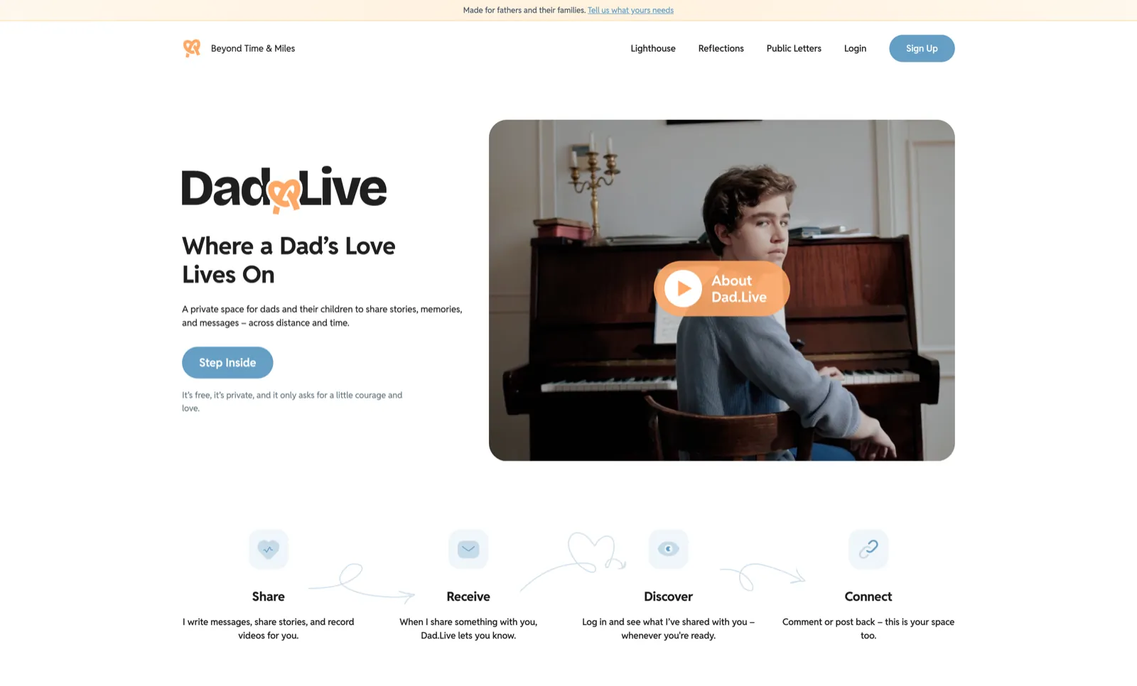 Dad.Live website — Node.js · Custom platform