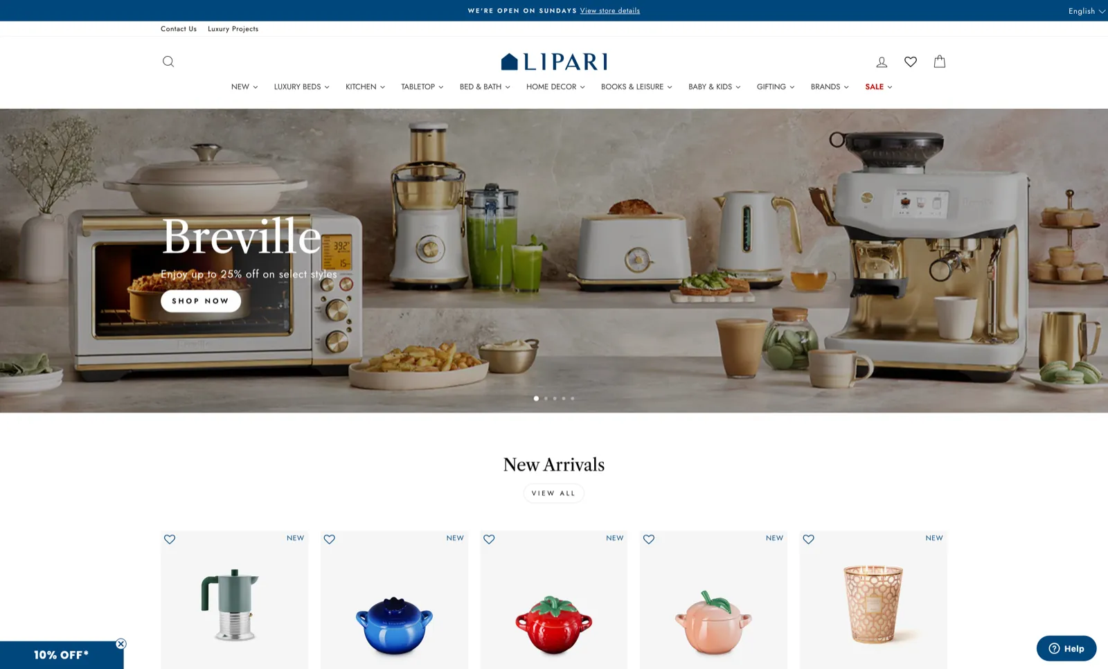 Maison Lipari storefront — a luxury homeware retailer migrated from Magento 2 to Shopify Plus